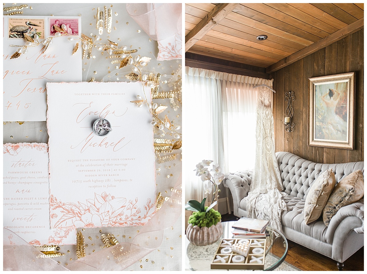 Bridal Suite and wedding dress inspiration with classic invitations
